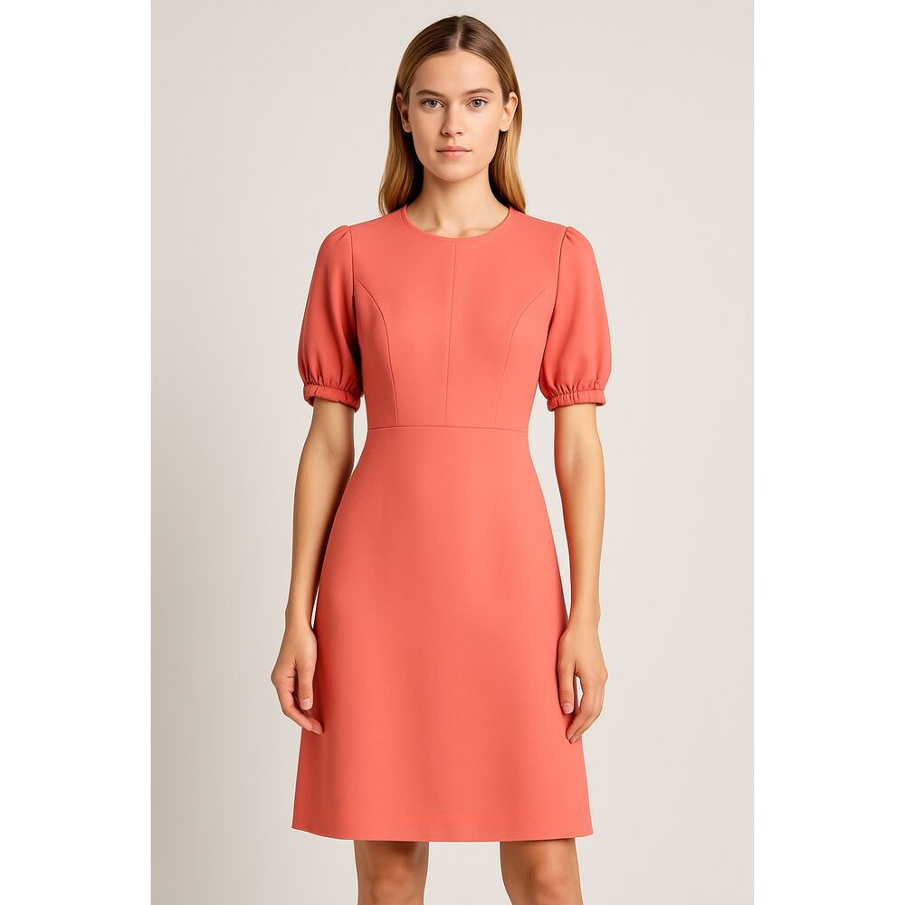 Donna Morgan Coral Pink Puff Sleeve Shift Dress Women Size 6 NWT